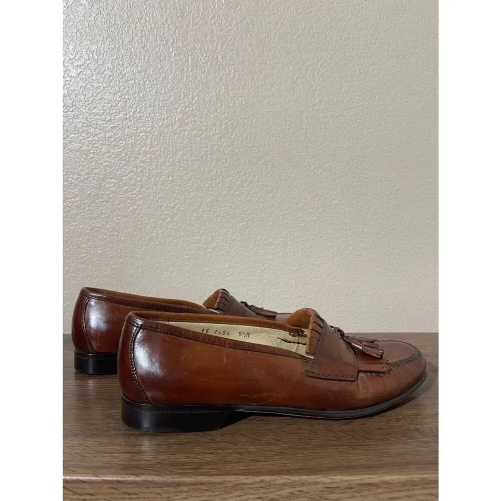 Johnston & Murphy Brown Leather Tassel Moc Toe Loafers